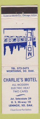 Matchbook Cover - Charlie's Motel Lennox SD