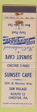 Matchbook Cover - Sunset Cafe Chester PA WEAR