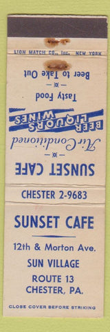 Matchbook Cover - Sunset Cafe Chester PA WEAR