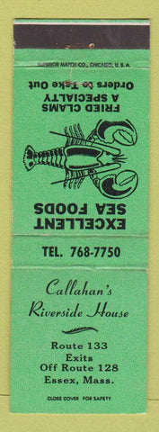 Matchbook Cover - Callahan's Riverside House Essex MA lobster