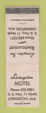 Matchbook Cover - Livingston Inn Motel Restaurant AL