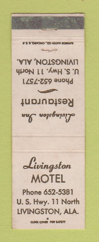 Matchbook Cover - Livingston Inn Motel Restaurant AL