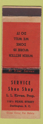 Matchbook Cover - Service Shoe Store Darlington SC