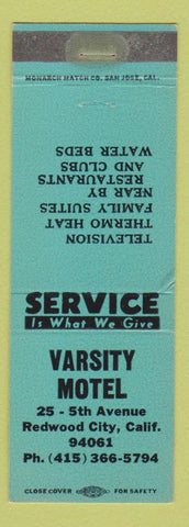 Matchbook Cover - Varsity Motel Redwood City CA