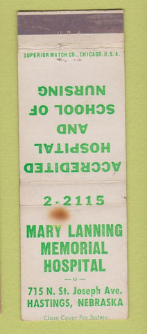 Matchbook Cover - Mary Lanning Memorial Hospital Hastings NE STAIN