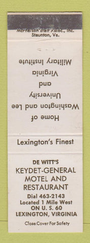 Matchbook Cover - Keydet General Motel Resturant Lexington VA
