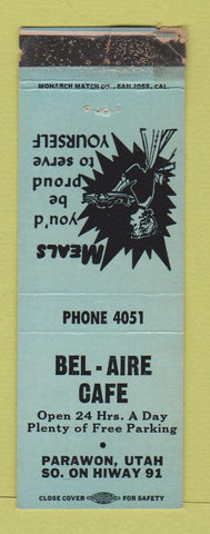 Matchbook Cover - Bel Aire Cafe Parawon UT girlie WORN