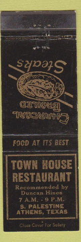 Matchbook Cover - Town House Restaurant Athens TX