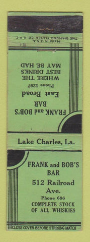Matchbook Cover - Frank and Bob's Bar Lake Charles LA WEAR