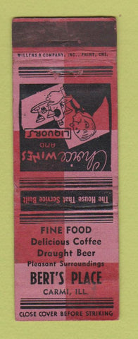 Matchbook Cover - Bert's Place Carmi IL WORN