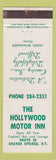 Matchbook Cover - Hollywood Motor Inn Sharon Springs NY