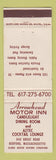 Matchbook Cover - Arrowhead Motor Inn Bedford MA WEAR