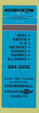 Matchbook Cover - Don Marshall Chevrolet Corvette Camaro Colma CA