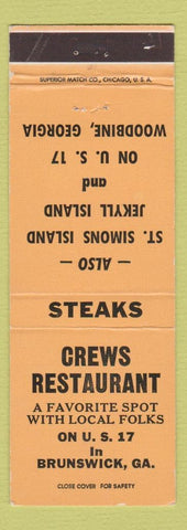Matchbook Cover - Crews Restaurant Brunswick GA