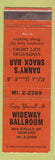 Matchbook Cover - Wideway Ballroom Danny's Snack Bar Newark NJ WEAR