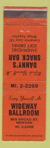 Matchbook Cover - Wideway Ballroom Danny's Snack Bar Newark NJ WEAR