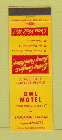 Matchbook Cover - Owl Motel Stockton KS