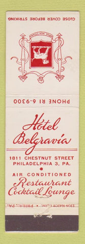 Matchbook Cover - Hotel Belgravia Philadelphia PA