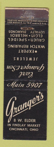 Matchbook Cover - Granger's Cincinnati OH Jewelery Gruen Elgin feature