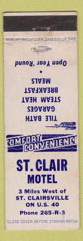 Matchbook Cover - St Clair Motel St Clairsville OH