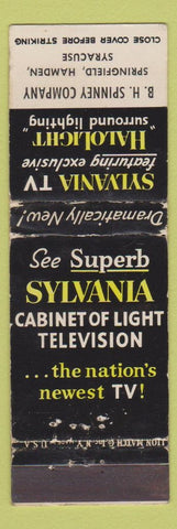 Matchbook Cover - Sylvania TV BH Spinney Springfielld Hamden Syracuse WEAR