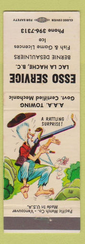 Matchbook Cover - Esso Service oil gas Lac La Hache BC hillbilly