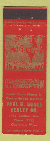 Matchbook Cover - Paul Moore Real Estate Cheyenne WY