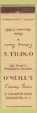 Matchbook Cover - O'Neill's Catering Gloucester NJ