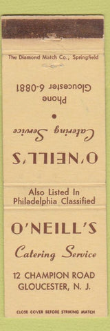 Matchbook Cover - O'Neill's Catering Gloucester NJ