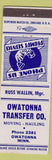Matchbook Cover - Owatonna Transfer Trucking Hauling Owatossa MN