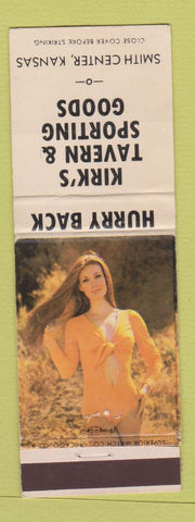Matchbook Cover - Kirk's Tavern Sporting Goods Smith Center KS pinup WEAR