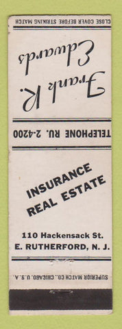 Matchbook Cover - Frank Edwards Real Estate Insurance East Rutherford NJ