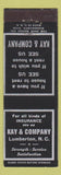 Matchbook Cover - Kay and Company Insurance Lumberton NC