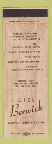 Matchbook Cover - Hotel Berwick PA