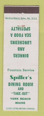 Matchbook Cover - Spiller's Restaurant York Beach ME