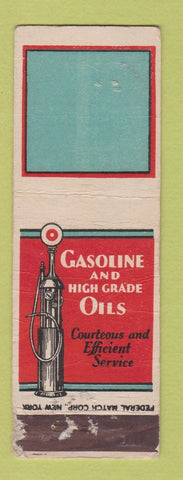 Matchbook Cover - Oil Gas Stock Graphics BLANK FEDERAL LONG WORN