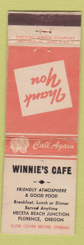 Matchbook Cover - Winnie's Cafe Florence OR