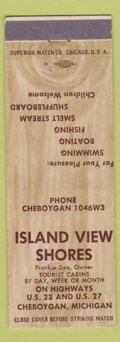 Matchbook Cover - Island View Shors Cheboygan MI