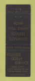 Matchbook Cover - Fisher's Skelly oil gas Cedar Rapids IA