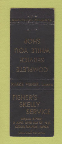 Matchbook Cover - Fisher's Skelly oil gas Cedar Rapids IA