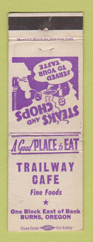 Matchbook Cover - Trailway Cafe Burns OR