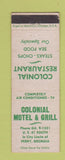 Matchbook Cover - Colonial Motel Perry GA