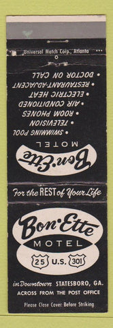 Matchbook Cover - Bon Ette Motel Statesboro GA