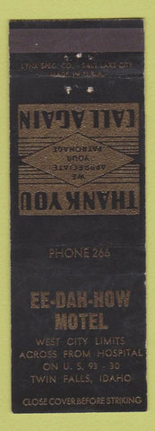 Matchbook Cover - Ee Dah How Motel Twin Falls ID low phone #