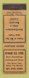 Matchbook Cover - Reynard Clothing Store Mount Ayr IA Portage Shoes