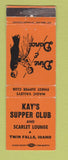 Matchbook Cover - Kay's Supper Club Twin Falls ID