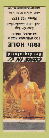 Matchbook Cover - 19th Hole Salinas CA billiards pinup