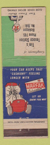 Matchbook Cover - Marfax Texco oil gas Dickinson ND low phone WORN