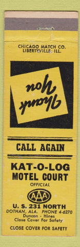 Matchbook Cover - Kato O Log Motel Court Dothan AL