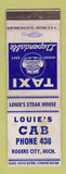 Matchbook Cover - Louie's Cab Rogers City MI low phone # STAINED